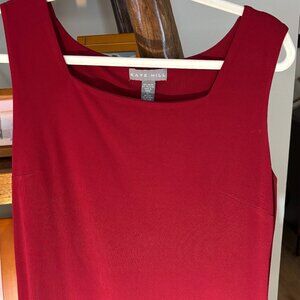 Kate Hill cranberry dressy tank top with square neck - size L